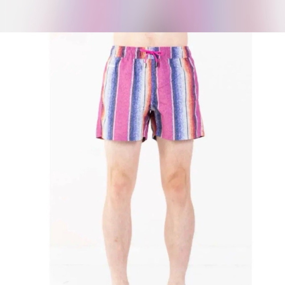 $99 NIKBEN Vibrant Striped Men's Swim Trunks